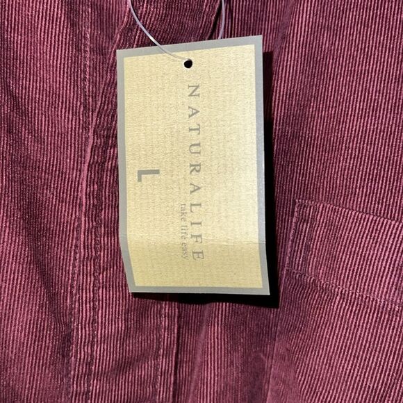NATURAL LIFE Merlot Cotton Corduroy Button Up Shirt NWT- L - Picture 7 of 10
